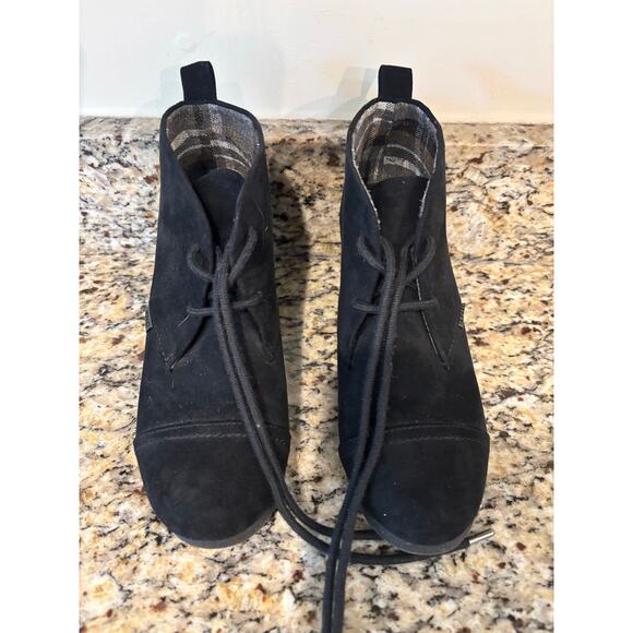 Bongo Black Bootie Shoes Boots Size 6.5 Woman Wedge Suede - Picture 2 of 7